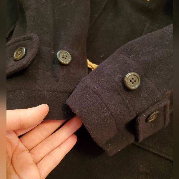 Ralph Lauren Hooded Double-faced Wool Duffel Coat. Blue/black. Women size M. - Picture 10 of 11